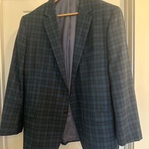 Johnston & Murphy Blue Sport Coat with Classic Plaid